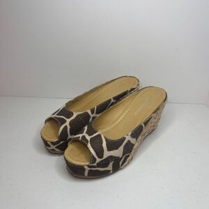 CL by Laundry Nolita Peep Toe Print Wedge Espadrille Sandals Womens